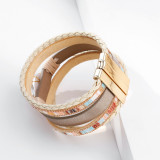 Multilayer braided bracelet European and American simple retro pearl piece magnetic clasp bracelet