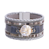 Multilayer braided bracelet European and American simple retro pearl piece magnetic clasp bracelet