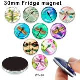 10pcs/lot dragonfly glass picture printing products of various sizes  Fridge magnet cabochon