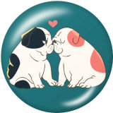 20MM  Cat  Dog  Print   glass  snaps buttons