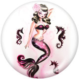 20MM  Hippocampus  Mermaid  Print   glass  snaps buttons