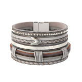 Ethnic wind winding arrow accessories multilayer PU magnetic clasp bracelet