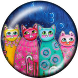 20MM   Moon  Cat  Print   glass  snaps buttons