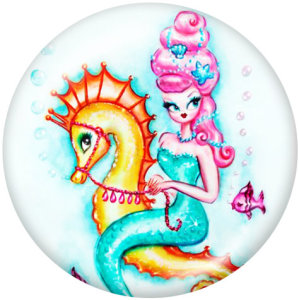 20MM  Hippocampus  Mermaid  Print   glass  snaps buttons