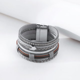 Ethnic wind winding arrow accessories multilayer PU magnetic clasp bracelet