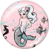 20MM  Hippocampus  Mermaid  Print   glass  snaps buttons