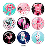 20MM  Pretty  girl   Print   glass  snaps buttons