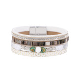Multilayer bracelet braided leather bracelet inlaid pearl bracelet