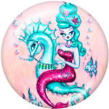 20MM  Hippocampus  Mermaid  Print   glass  snaps buttons