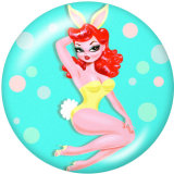 20MM  Pretty girl  Print   glass  snaps buttons