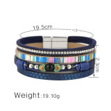 Multilayer bracelet braided leather bracelet inlaid pearl bracelet
