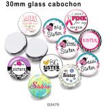 10pcs/lot sister glass picture printing products of various sizes  Fridge magnet cabochon