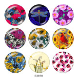20MM  Flower  Butterfly   Print   glass  snaps buttons