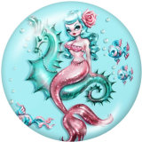 20MM  Hippocampus  Mermaid  Print   glass  snaps buttons