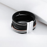 Ethnic wind winding arrow accessories multilayer PU magnetic clasp bracelet