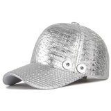 Crocodile Pattern PU Hat Dad Hat fit 18mm snap button beige snap button jewelry