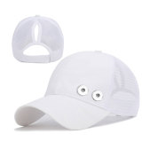 Ponytail Camouflage Baseball Cap Summer Sun Hat Sunscreen fit 18mm snap button beige snap button jewelry