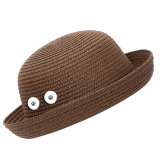 Straw sunhat, beach hat, children fit 18mm snap button beige snap button jewelry