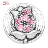 12MM  design metal silver plated snap charms Multicolor