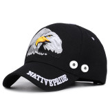 Eagle embroidery baseball cap USA summer sunscreen fit 18mm snap button beige snap button jewelry