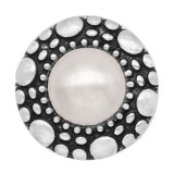 20MM pearl metal silver plated snap   charms snaps jewelry