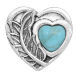 20MM love snap silver  Plated with turquoise snap button