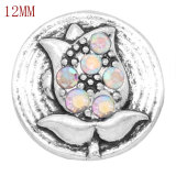 12MM  design metal silver plated snap charms Multicolor