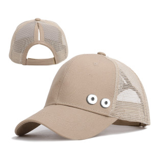 Ladies hats ponytail baseball net caps summer sunscreen fit 18mm snap button beige snap button jewelry