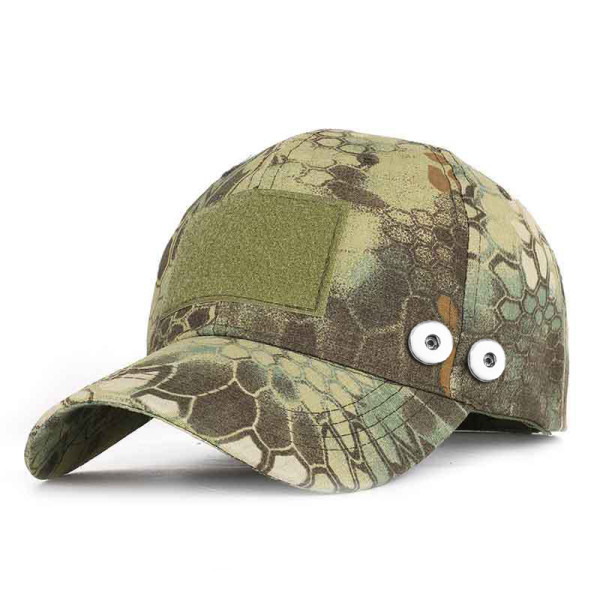 Camouflage army outdoor python pattern baseball cap summer sunscreen fit 18mm snap button beige snap button jewelry