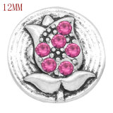 12MM  design metal silver plated snap charms Multicolor