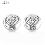 1pcs 12MM  design metal silver plated snap charms Multicolor