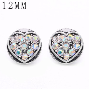 1pcs love 12MM  design metal silver plated snap charms Multicolor