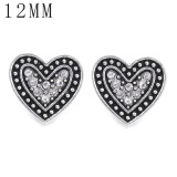 1pcs love 12MM  design metal silver plated snap charms Multicolor