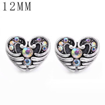 1pcs love 12MM  design metal silver plated snap charms Multicolor