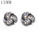 1pcs 12MM  design metal silver plated snap charms Multicolor