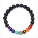 Lava volcanic stone chakra bracelet Colorful Seven Chakra Yoga Energy Beaded Bracelet