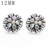 1pcs 12MM  design metal silver plated snap charms Multicolor