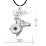 Butterfly elk Deer Necklace silver  Adjustable Wax line fit 20MM chunks snaps jewelry