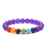 Lava volcanic stone chakra bracelet Colorful Seven Chakra Yoga Energy Beaded Bracelet