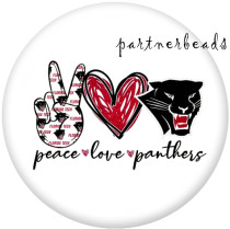 20MM  Peace  love  team   Print   glass  snaps buttons