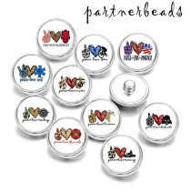 20MM  Peace  love  usme   Print   glass  snaps buttons