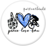 20MM  Peace  love  usme   Print   glass  snaps buttons