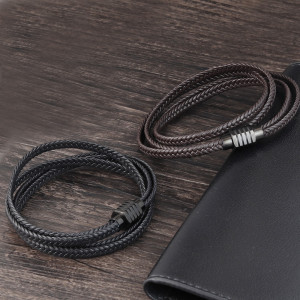 21CM  leather bracelet Stainless steel leather braided bracelet