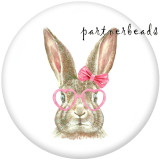 20MM  rabbit   happy easter  Print   glass  snaps buttons