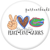 20MM  Peace  love  Gators  Print   glass  snaps buttons