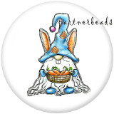 20MM  rabbit   happy easter  Print   glass  snaps buttons