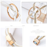 Minimalist multi-layer geometric ring magnetic buckle leather bracelet Light luxury symmetrical leather jewelry bracelet