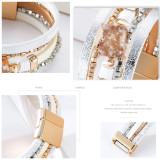 Bohemian multilayer leather crystal stone bracelet, gold and silver symmetrical multilayer all-match leather woven bracelet