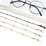 Thick gold plating zircon metal glasses chain lanyard personalized glasses rope lanyard glasses accessories (15 white diamonds)