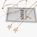 Popular metal glasses rope golden five-star pearl pendant glasses chain anti-lost hanging neck (five-pointed star + beads)